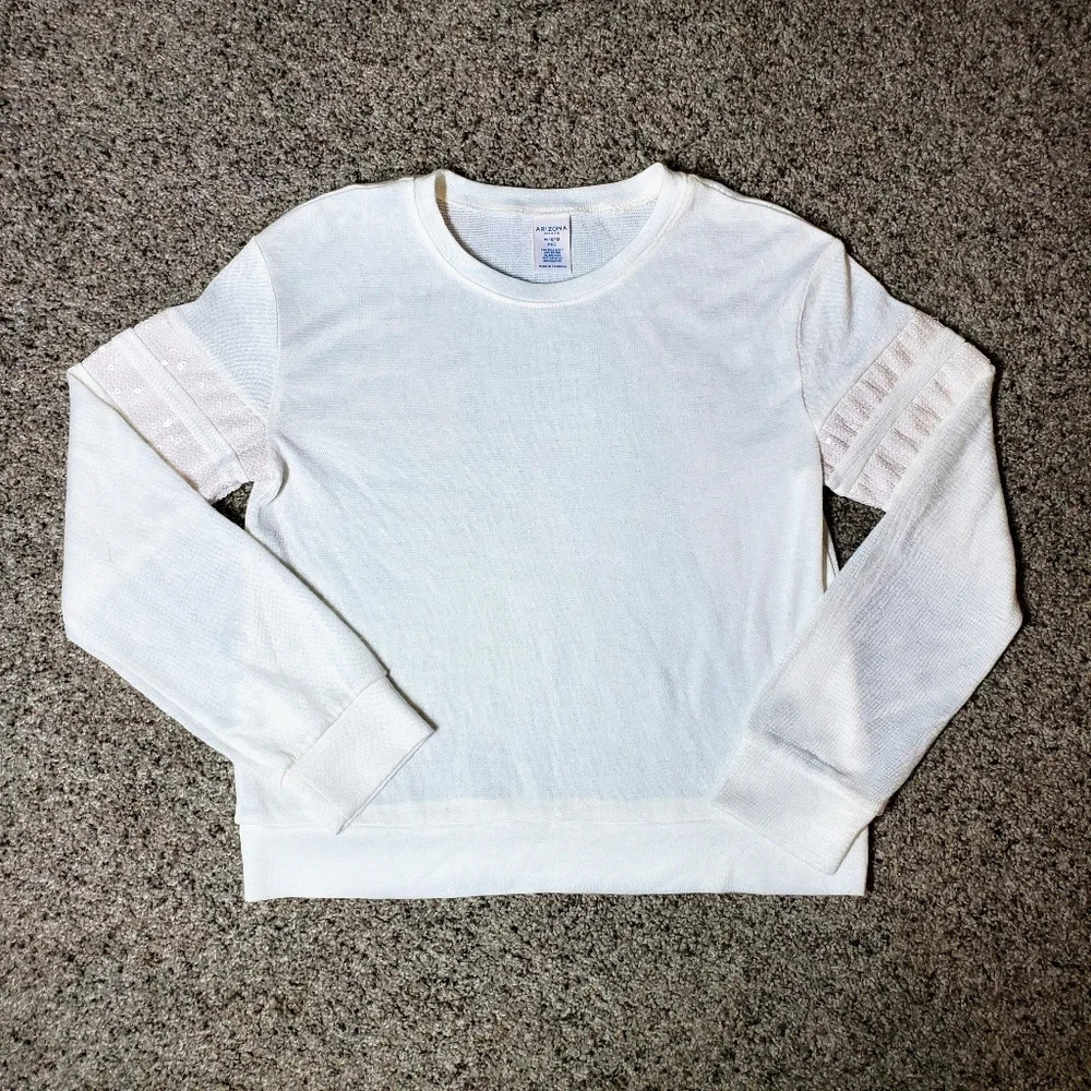 ARIZONA JEAN COMPANY GIRLS MEDIUM 10/12 SEQUIN WHITE SWEATER